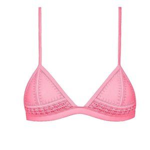 Triangl Neoprene Gigi Crochet Strawberry Shortcake /Hot Pink Bikini Top Sz Small